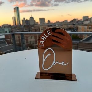 Set of 14 Wedding Mirror Arch Copper Acrylic Table Numbers